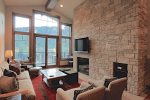 Living Area with Mountain Views, Fireplace, Flat Screen TV, Access to Balcony